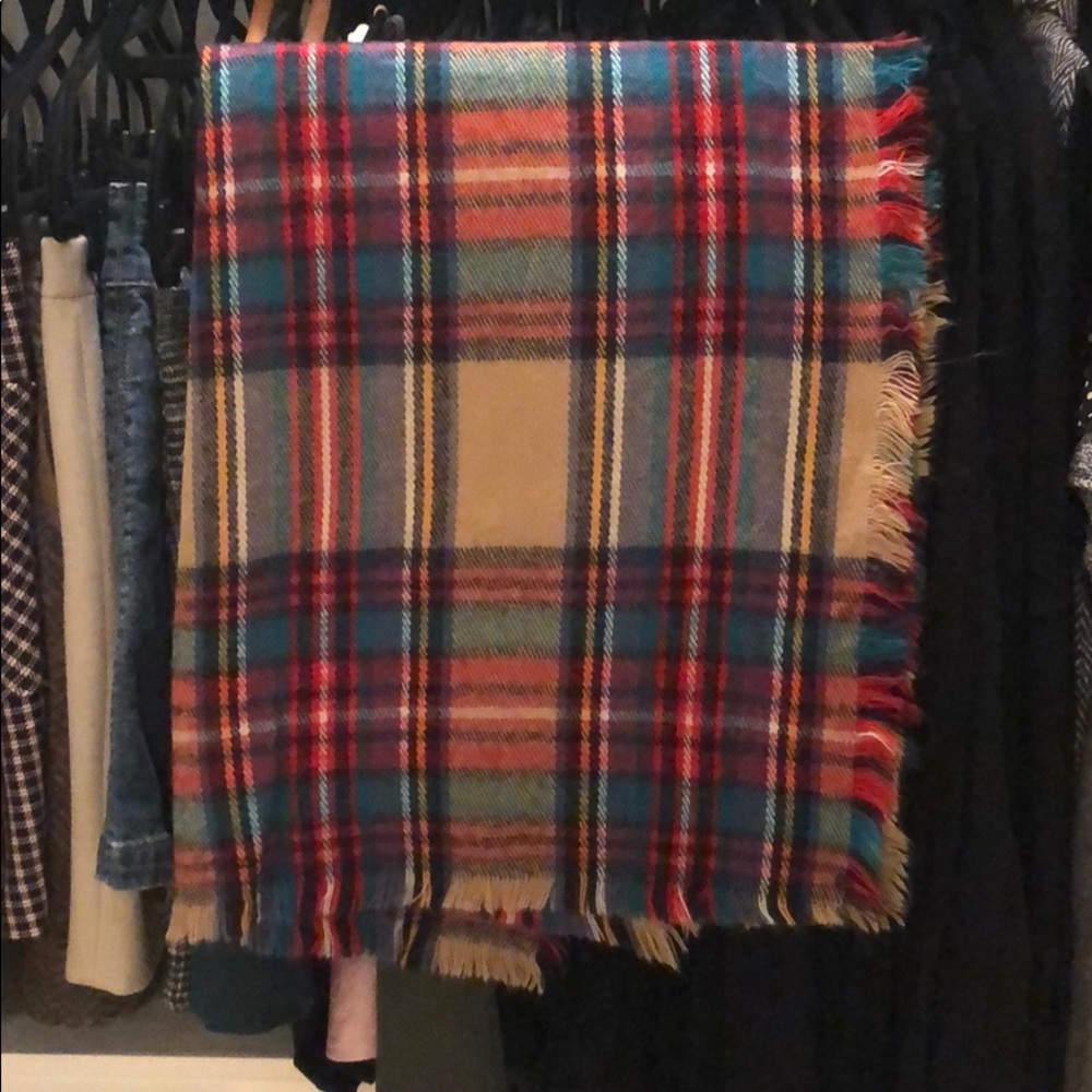 Plaid blanket scarf